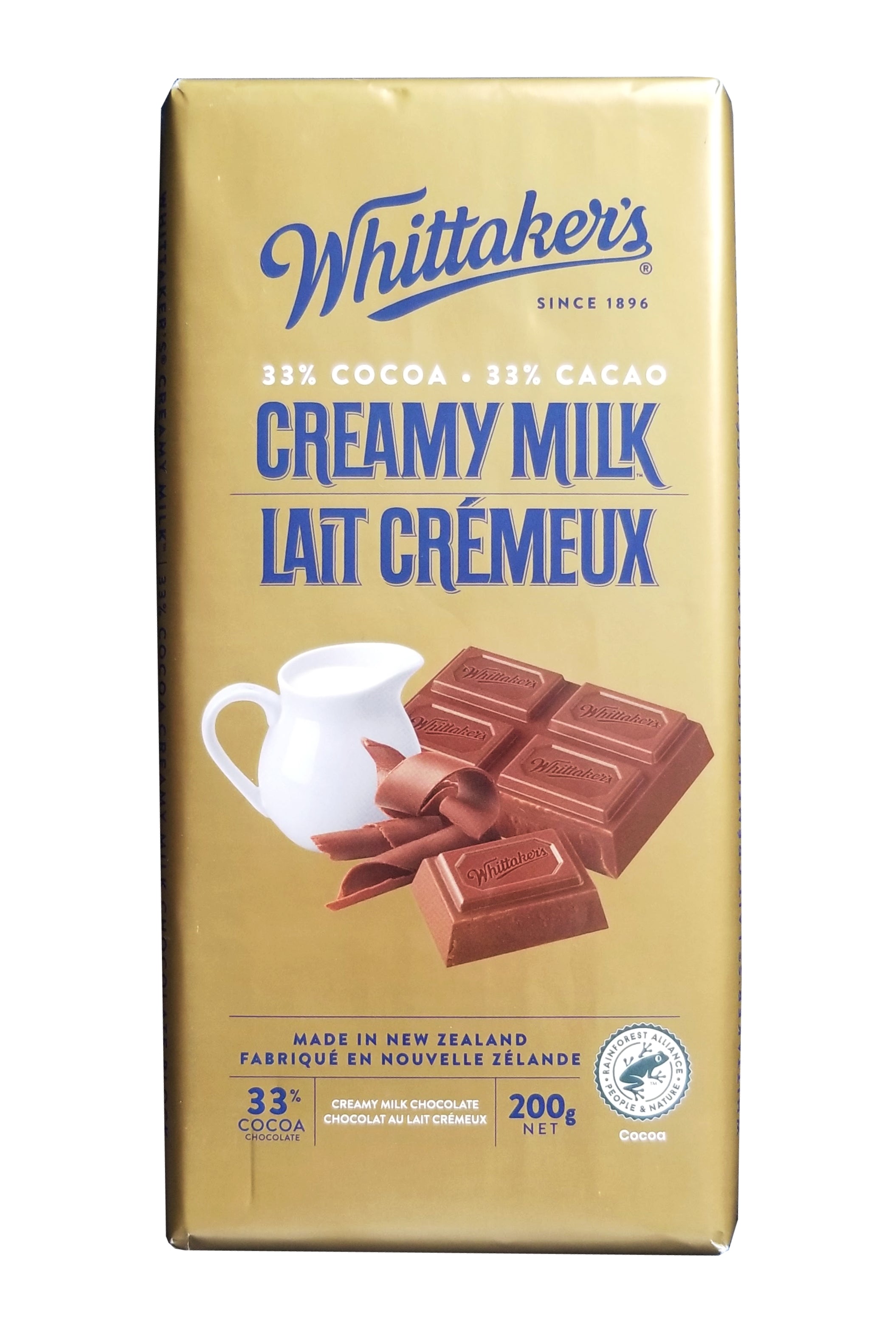 Whittaker's 33% Cocoa Creamy Milk Chocolate Bar, 200g/7 oz. Bar