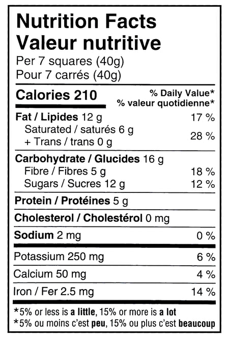 Whittaker's 62% Cocoa Dark Almond Chocolate Bar, 200g/7 oz. Bar - Nutrition Facts