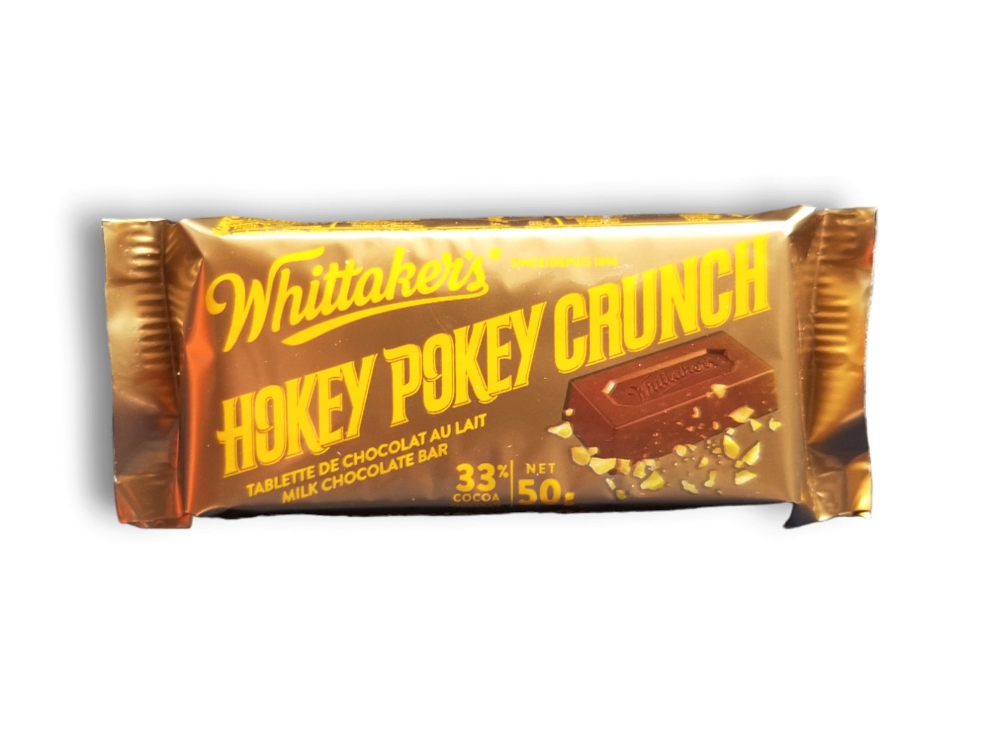 Whittaker's 33% Cocoa Hokey Pokey Crunch Milk Chocolate Bar, 50g/1.75 oz. Bar