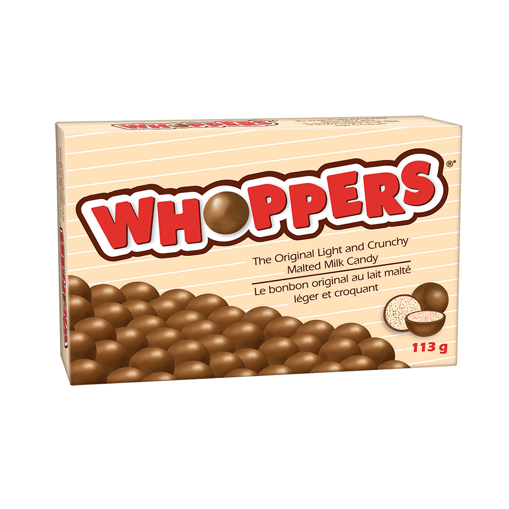 Hershey's Whoppers Original Light and Crunchy Malted Milk Candy, 113g/4 oz. Box {Imported from Canada}