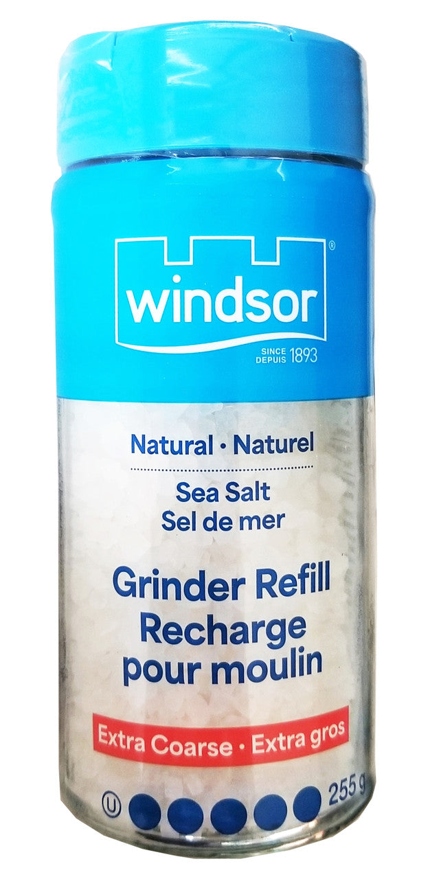 Windsor Natural Sea Salt, Grinder Refill, Extra Coarse, 255g/8.9 oz., {Imported from Canada}