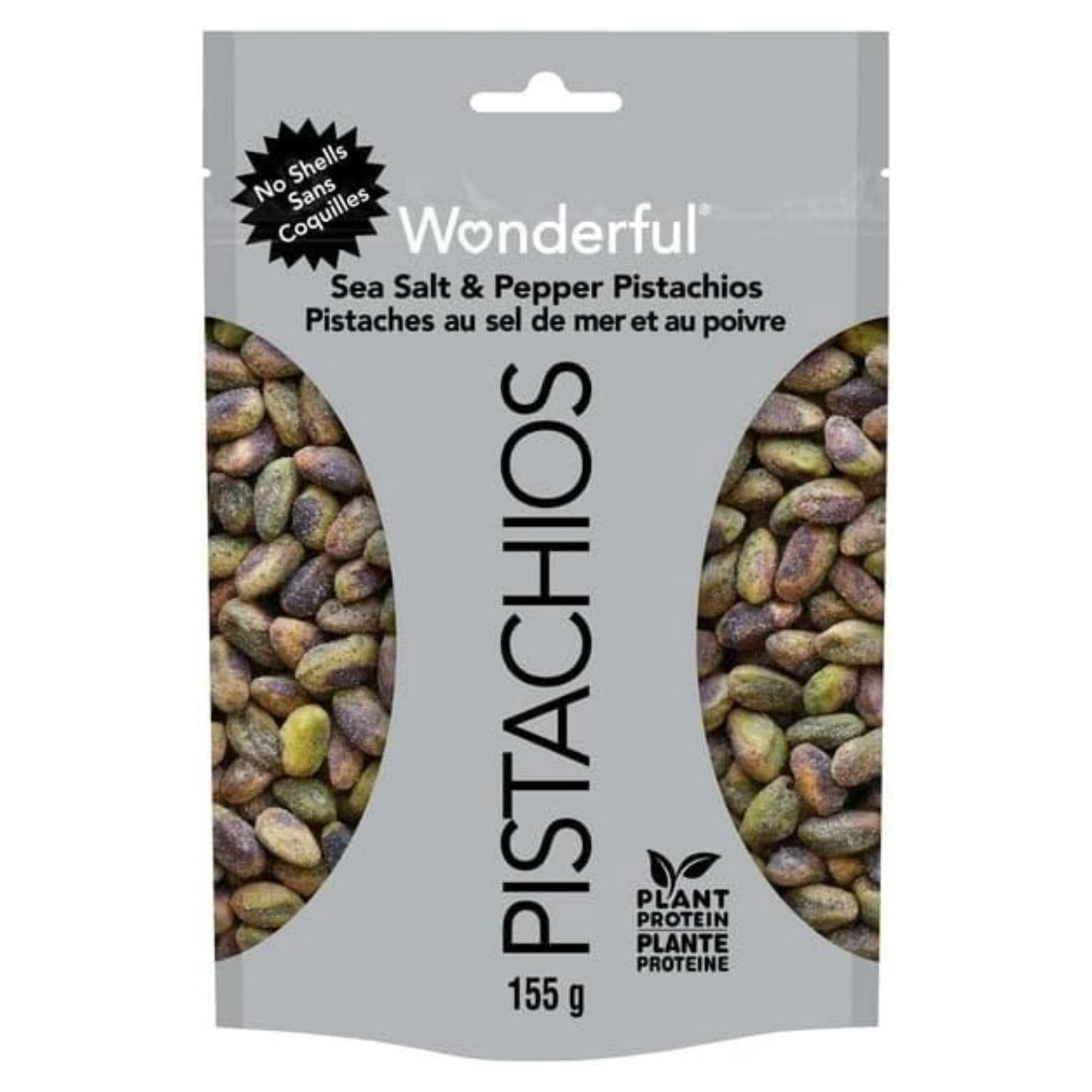 Wonderful Sea Salt & Pepper Pistachios - No Shell, 155g (5.5 oz)