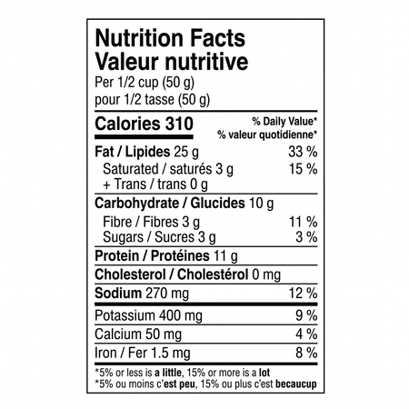 Wonderful Sea Salt & Pepper Pistachios 155g nutrition facts label