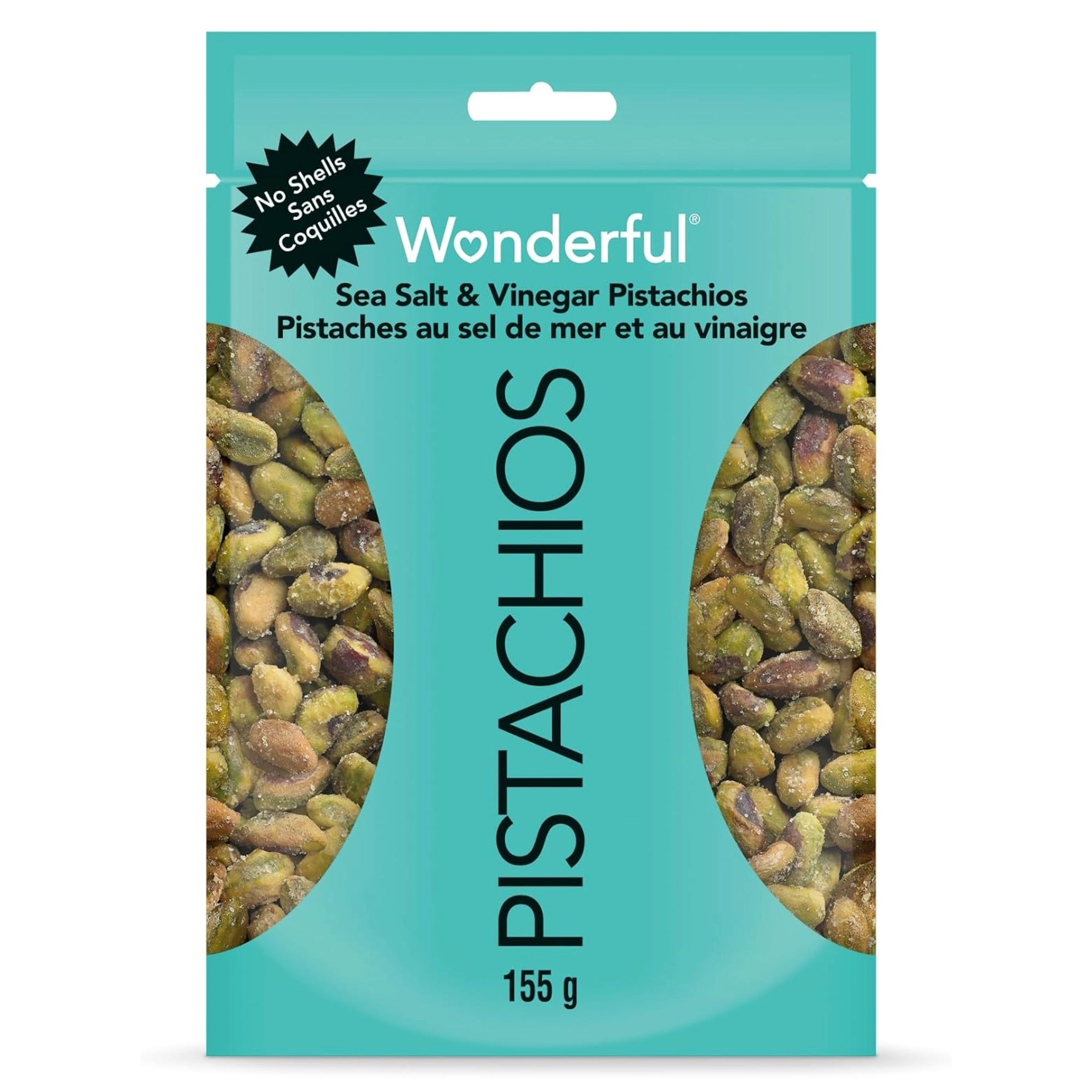 Wonderful Sea Salt & Vinegar Pistachios - Bold Tangy Snack 155g (5.5 oz)