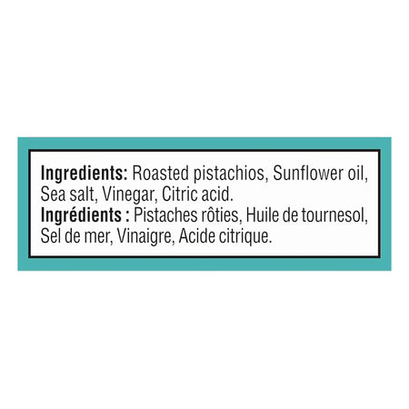 Wonderful Sea Salt & Vinegar Pistachios 155g ingredients label — kosher vegan snack nuts