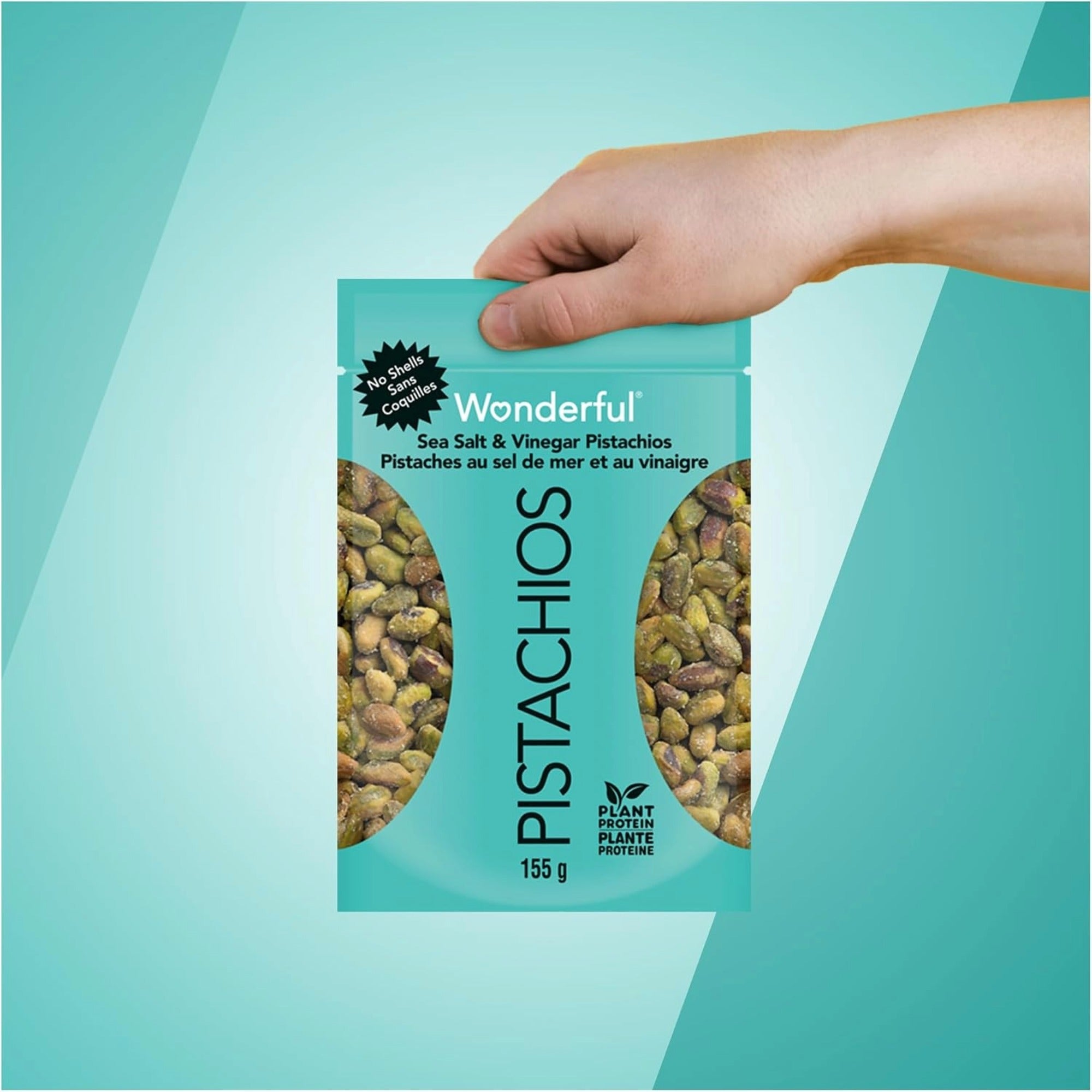 Wonderful Sea Salt & Vinegar Pistachios - Bold Tangy Snack 155g (5.5 oz)