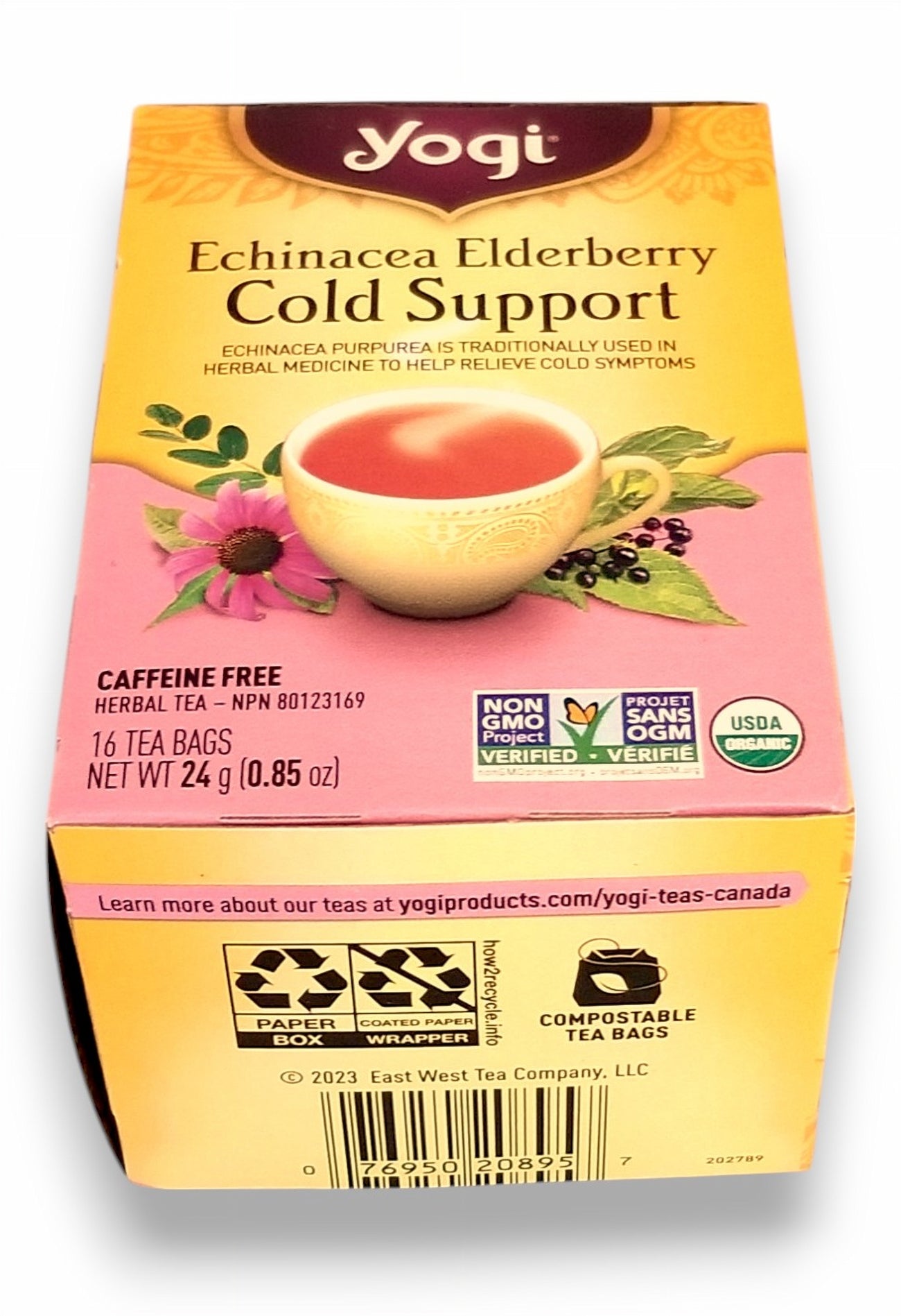 Yogi Echinacea Elderberry Cold Support Herbal Tea, 16 Bags, 24g/0.8 oz. - Bottom