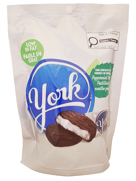 York peppermint patty bag 200g with blue and white design on a white background