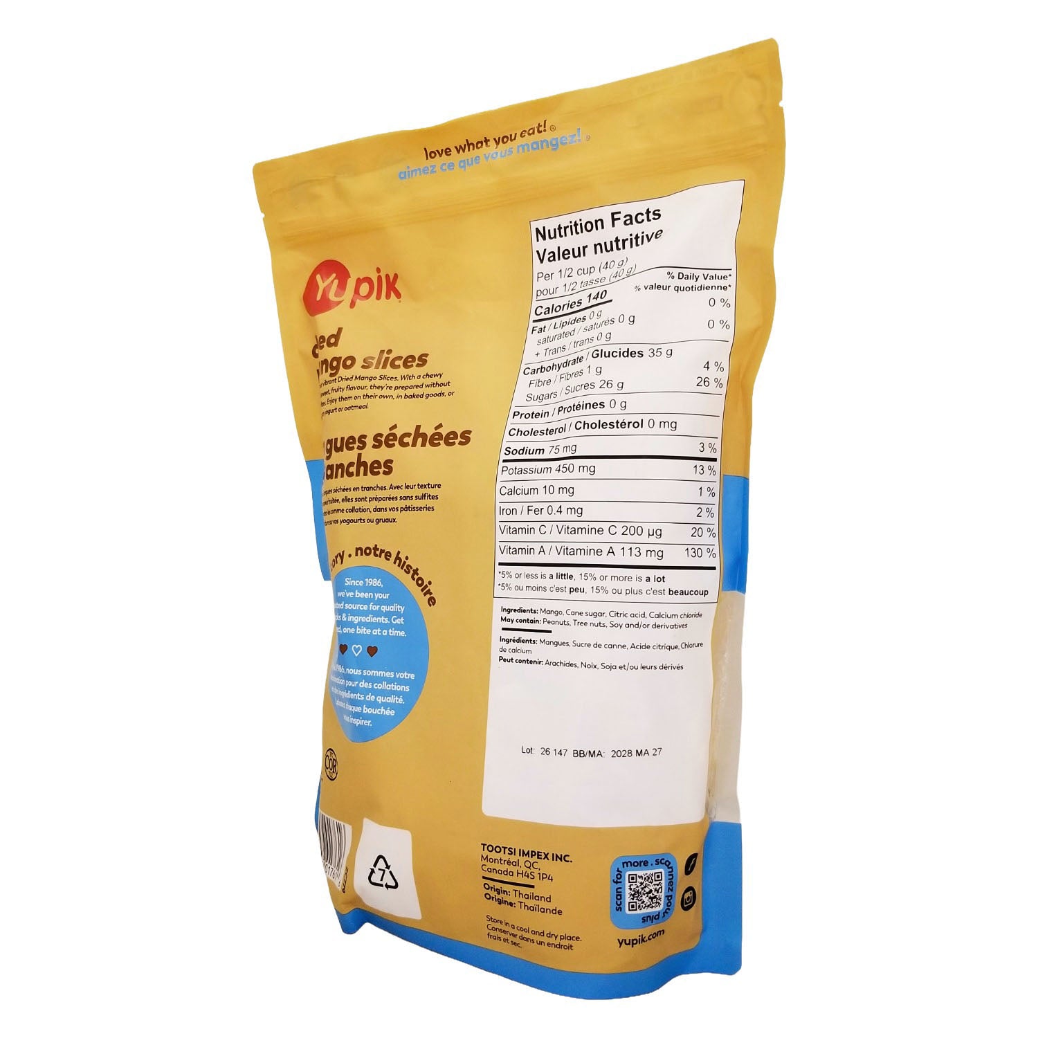 Yupik Dried Mango Slices 2 kg back of bag angled — dried mango bulk snack details