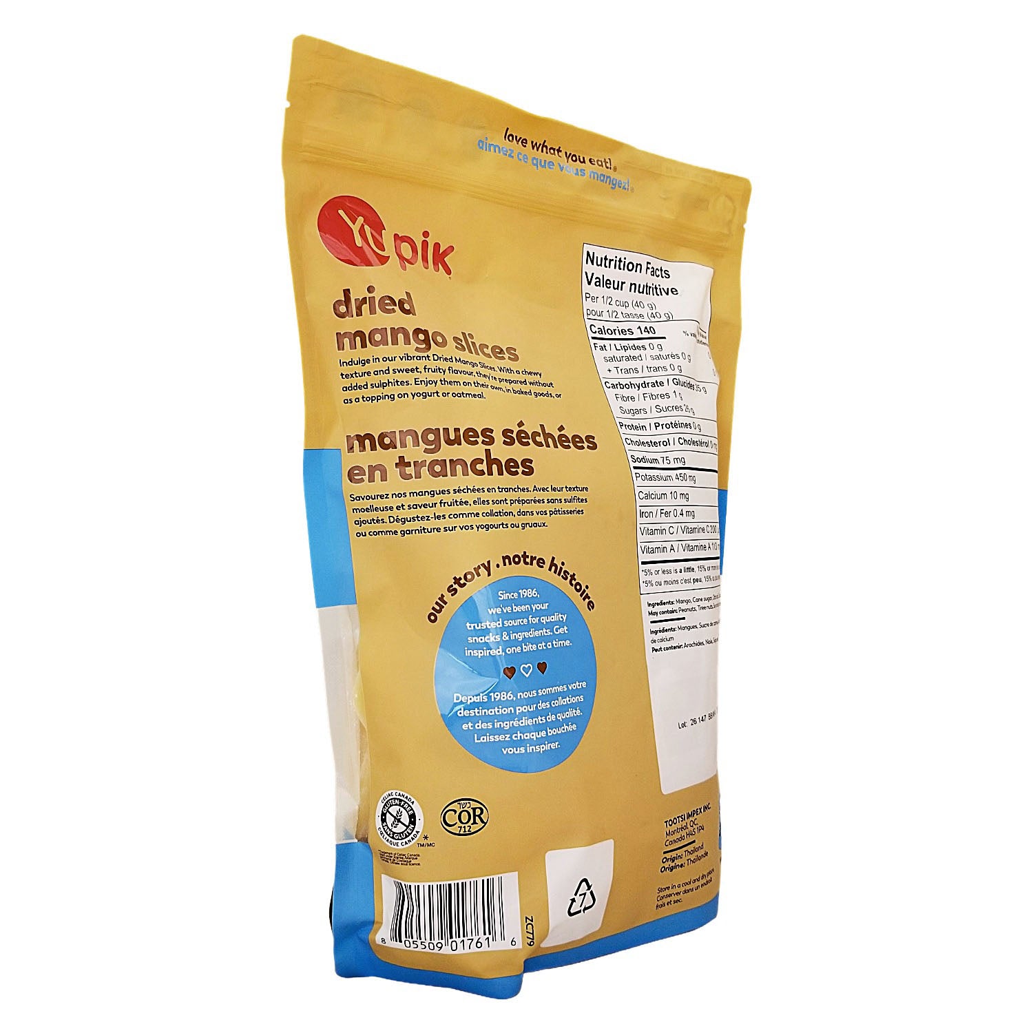 Yupik Dried Mango Slices 2 kg bag back angle view — Canadian bulk dried mango