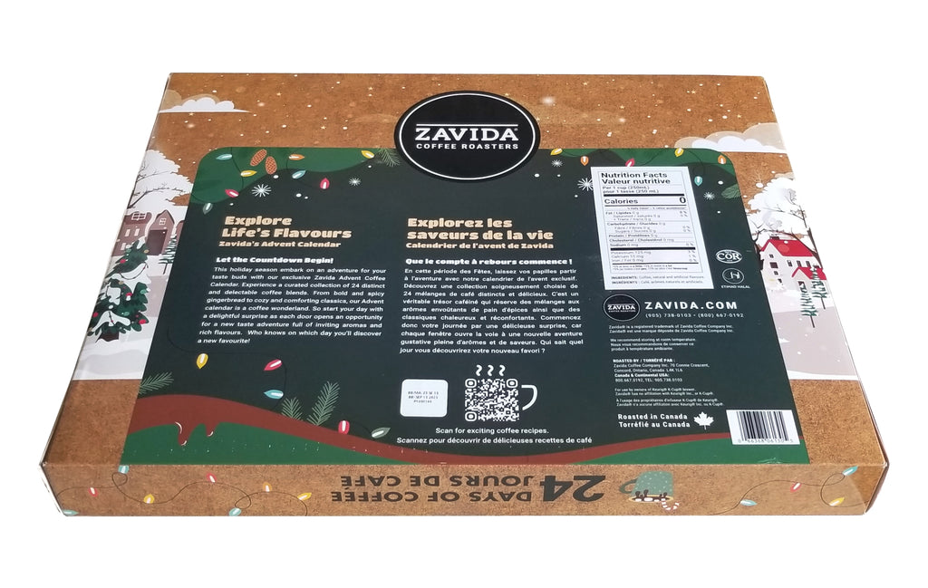 Zavida 24 Days of Coffee Advent Calendar, Assorted Flavored Coffee K-Cups, 24 K-cups, 264g/9.31 oz