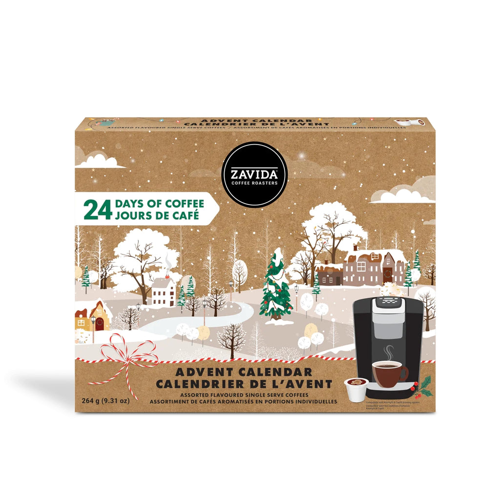 Zavida 24 Days of Coffee Advent Calendar, Assorted Flavored Coffee K-Cups, 24 K-cups, 264g/9.31 oz