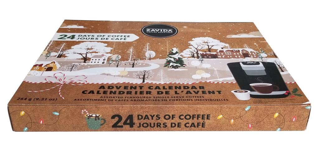 Zavida 24 Days of Coffee Advent Calendar, Assorted Flavored Coffee K-Cups, 24 K-cups, 264g/9.31 oz