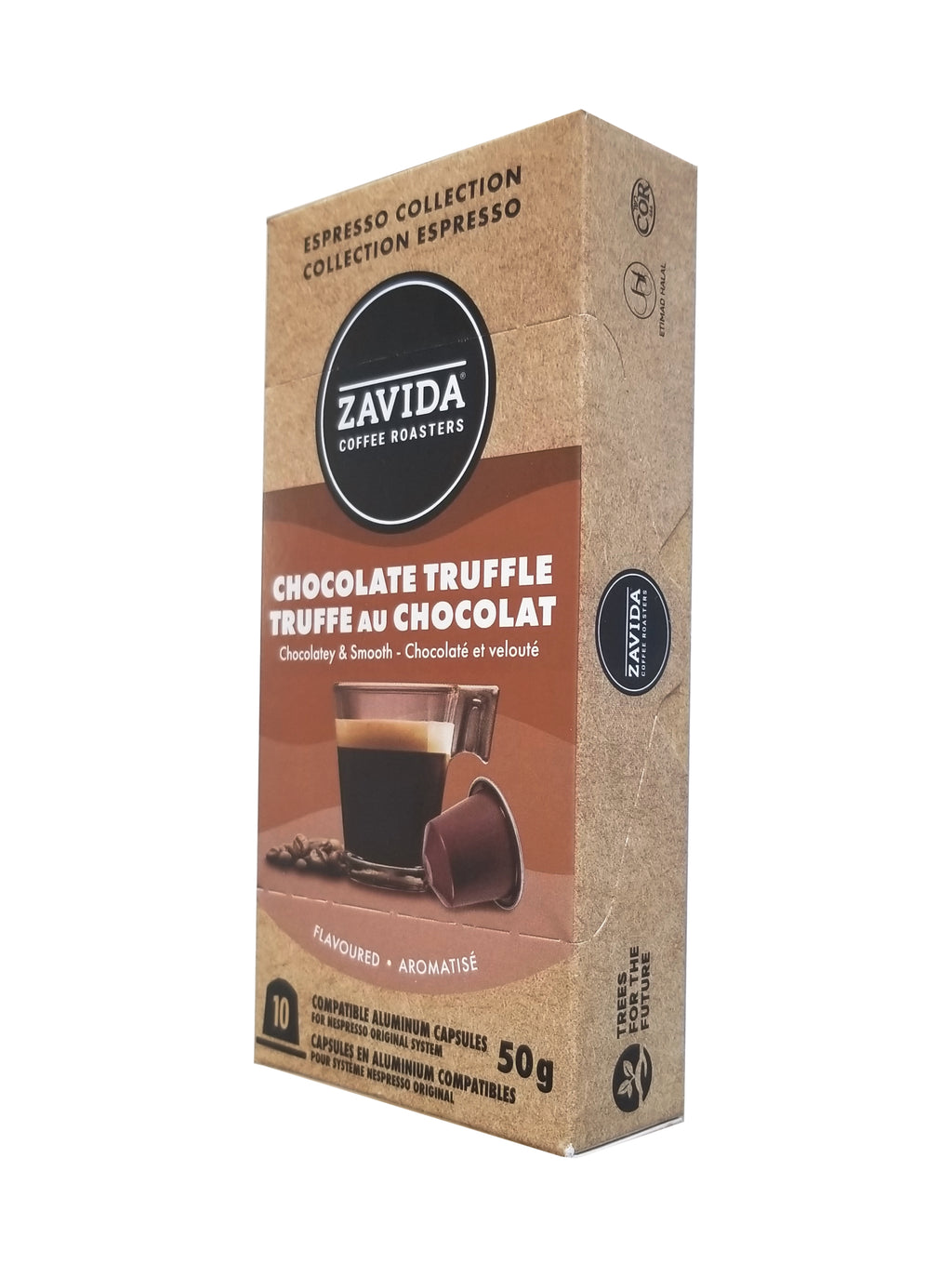 Zavida Espresso Collection Chocolate Truffle Coffee, 10 Aluminum Capsules, 50g/1.75 oz. Box {Imported from Canada}