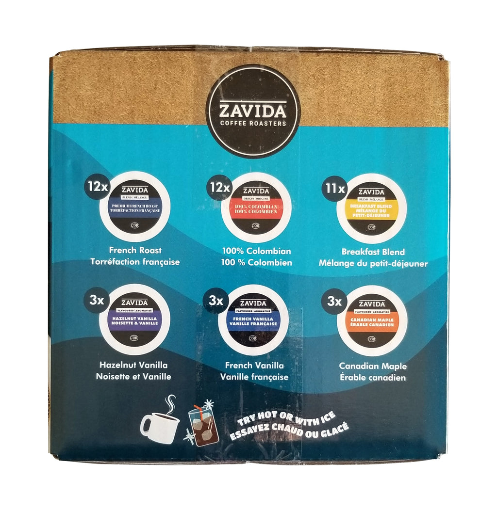 Zavida Coffee Roaster Discovery Variety Pack, 6 Great Classic Coffee Flavors, 44 K-cups, 475g/1 lb. Box