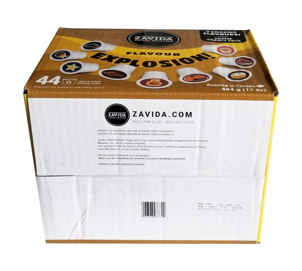 Zavida Coffee Roaster Flavor Explosion Variety Pack, 9 Amazing Coffee Flavors, 44 K-cups, 484g/17 oz. Box {Imported from Canada}