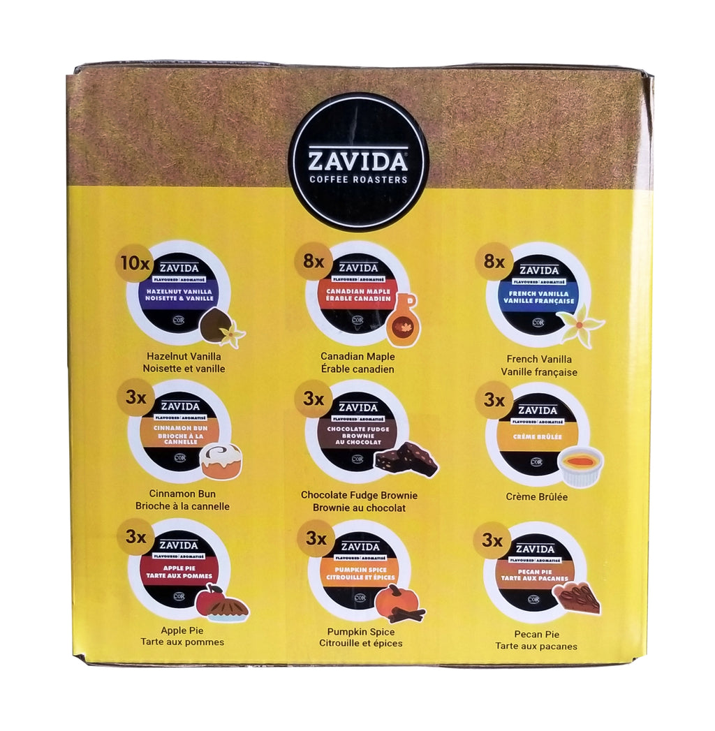 Zavida Coffee Roaster Flavor Explosion Variety Pack, 9 Amazing Coffee Flavors, 44 K-cups, 484g/17 oz. Box {Imported from Canada}