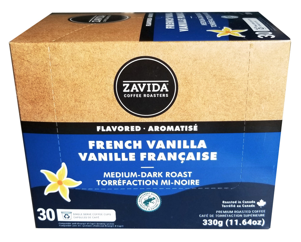 Zavida French Vanilla Medium Dark Roast Coffee, 30 K-cups, 330g/11.6 oz