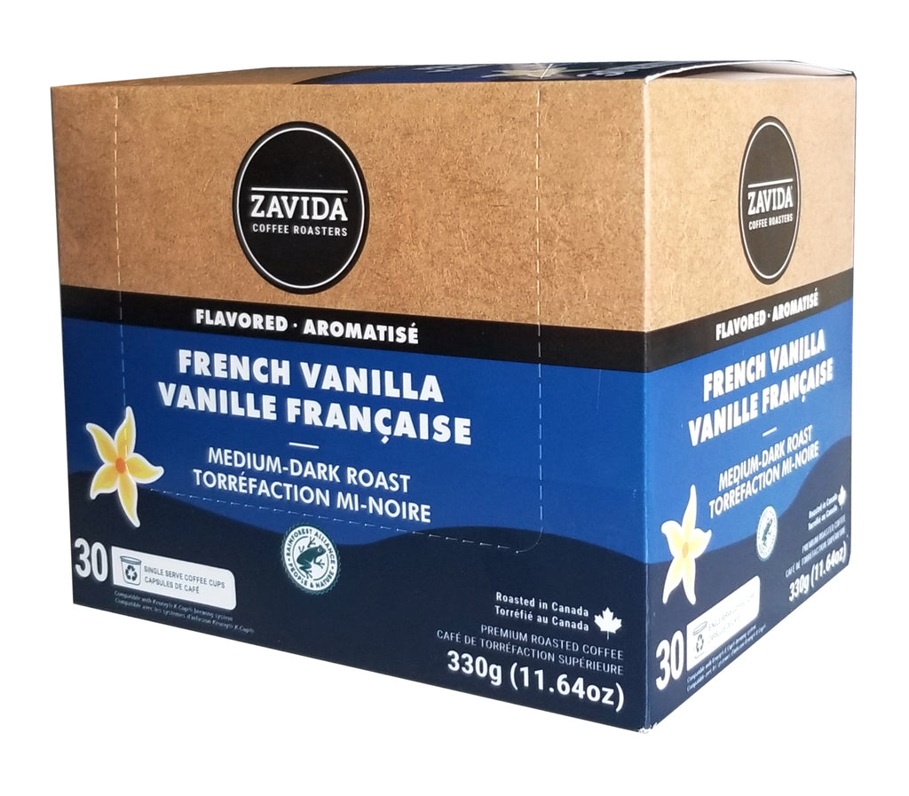 Zavida French Vanilla Medium Dark Roast Coffee, 30 K-cups, 330g/11.6 oz