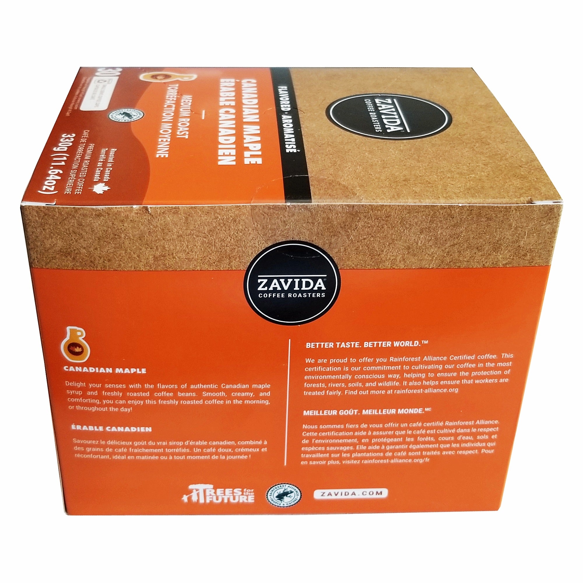 Zavida Canadian Maple coffee pods package back