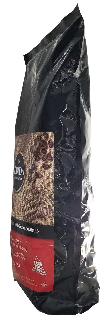 Zavida 100% Colombian, Medium Roast, Premium Whole Bean Coffee, 2.268kg/5 lbs. Bag {Imported from Canada}