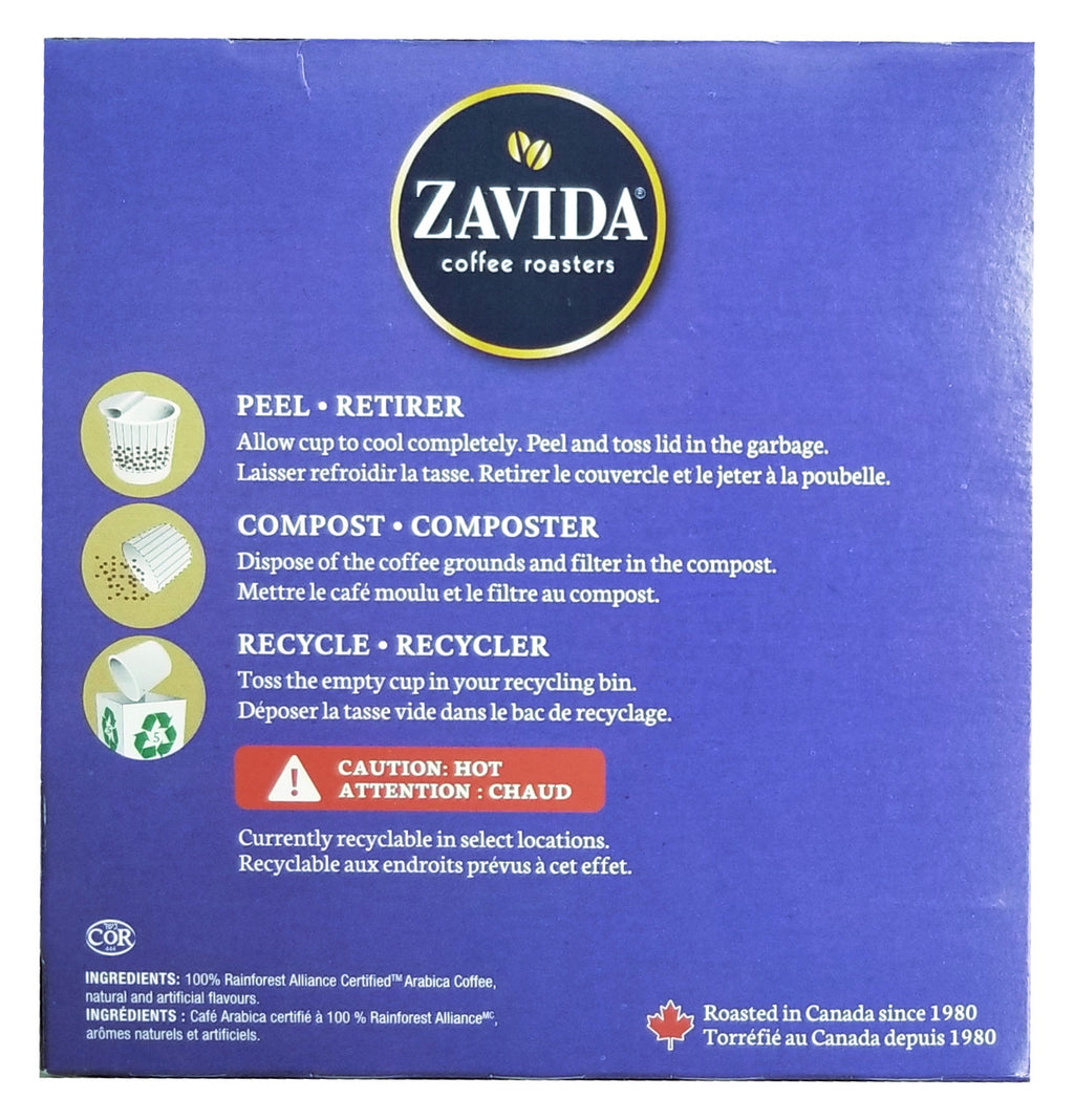 Zavida Hazelnut Vanilla Medium Roast Coffee, K-Cups, 30 Count, 330g/11.64 oz. Box {Imported from Canada}