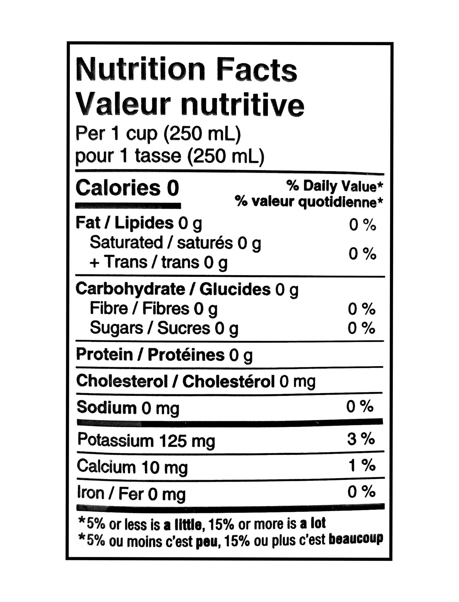 Nutrition facts label for Zavida Hazelnut Vanilla Whole Bean Coffee 700g with 0 calories, 0 grams of fat, carbohydrates, protein, and other nutrients per serving.