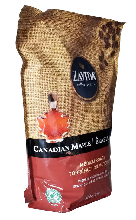 Zavida Canadian Maple, Medium Roast, Premium Whole Bean Coffee, 907g/2 lbs. Bag {Imported from Canada}