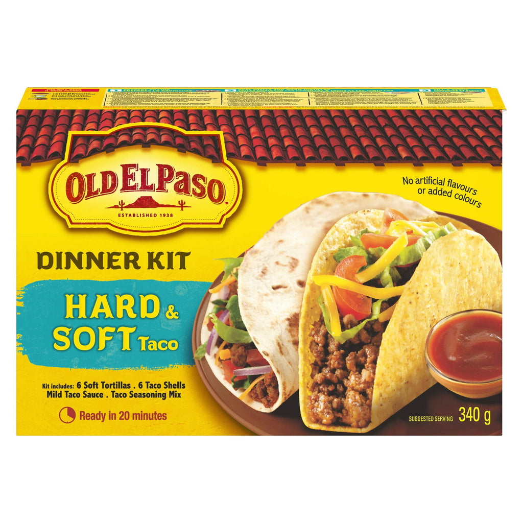 Old El Paso Hard and Soft Taco Kit, 12ct, 340g Imported from Canada