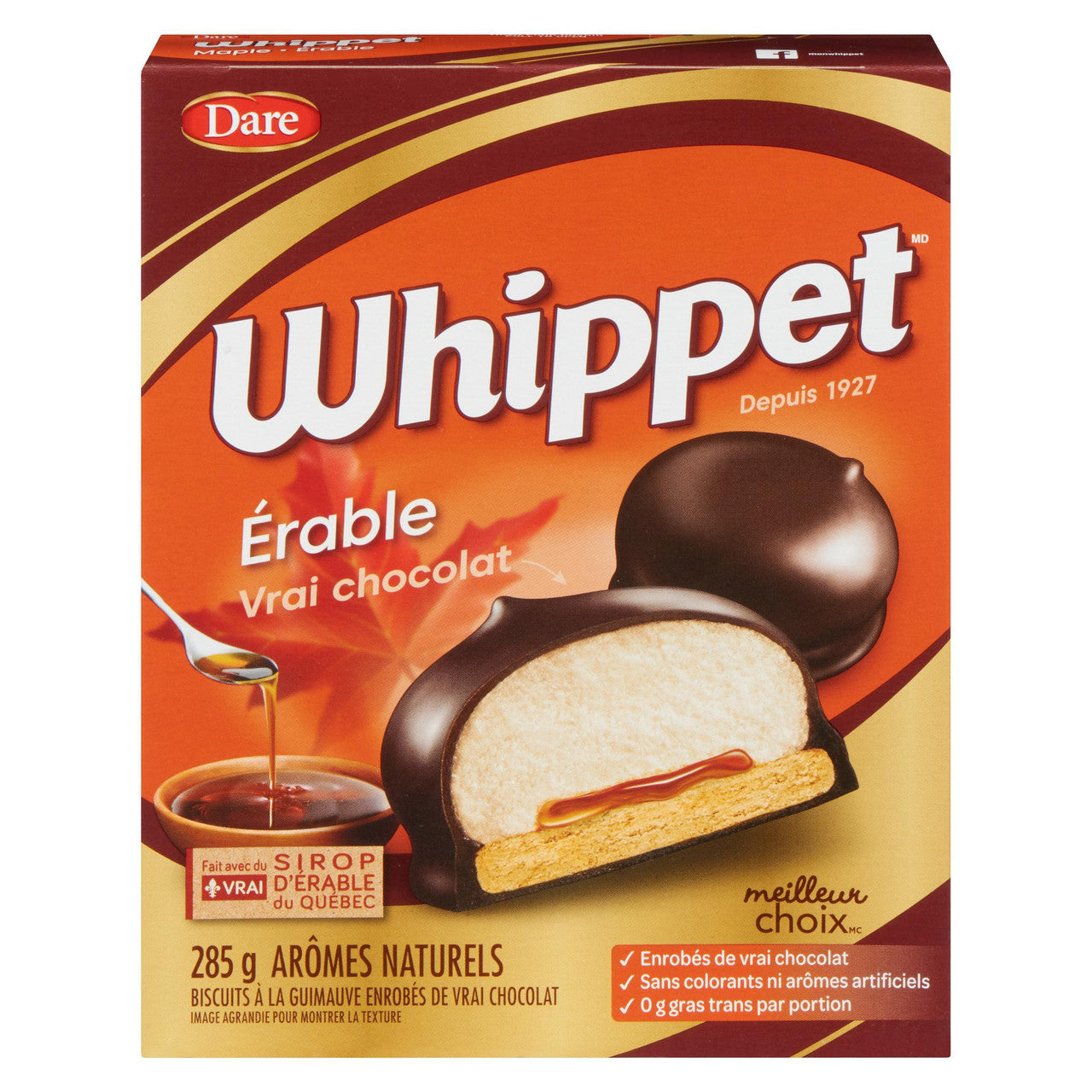 Dare Whippet Marshmallow Maple Cookies, 285g/10 oz., 1 Box, {Imported from Canada}