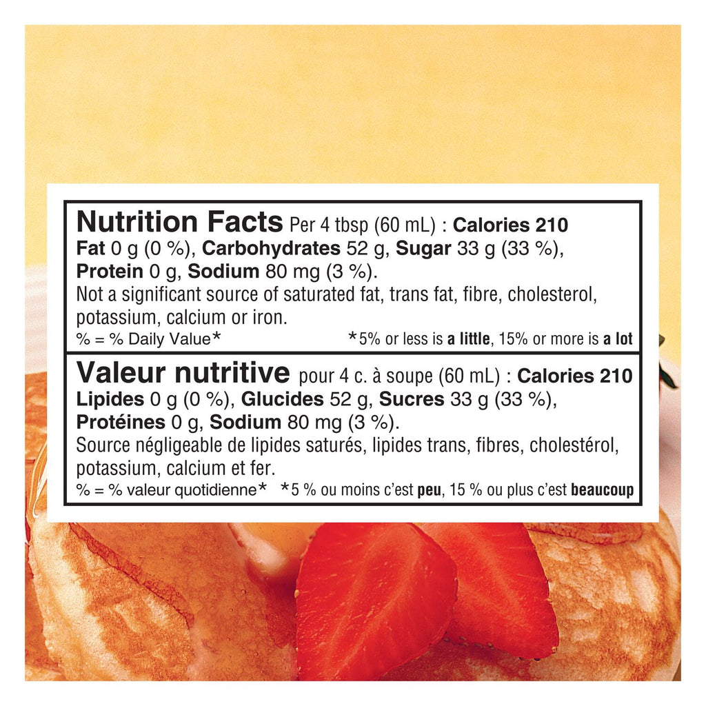 Pearl Milling Company Pancake & Waffle Syrup, Original - 710ml (24.8 fl. oz) - Nutrition Facts Label