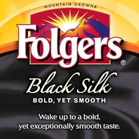 Folgers Dark Roast Black Silk Ground Coffee, 641g/22.6 oz. - Bold, Yet Smooth Label