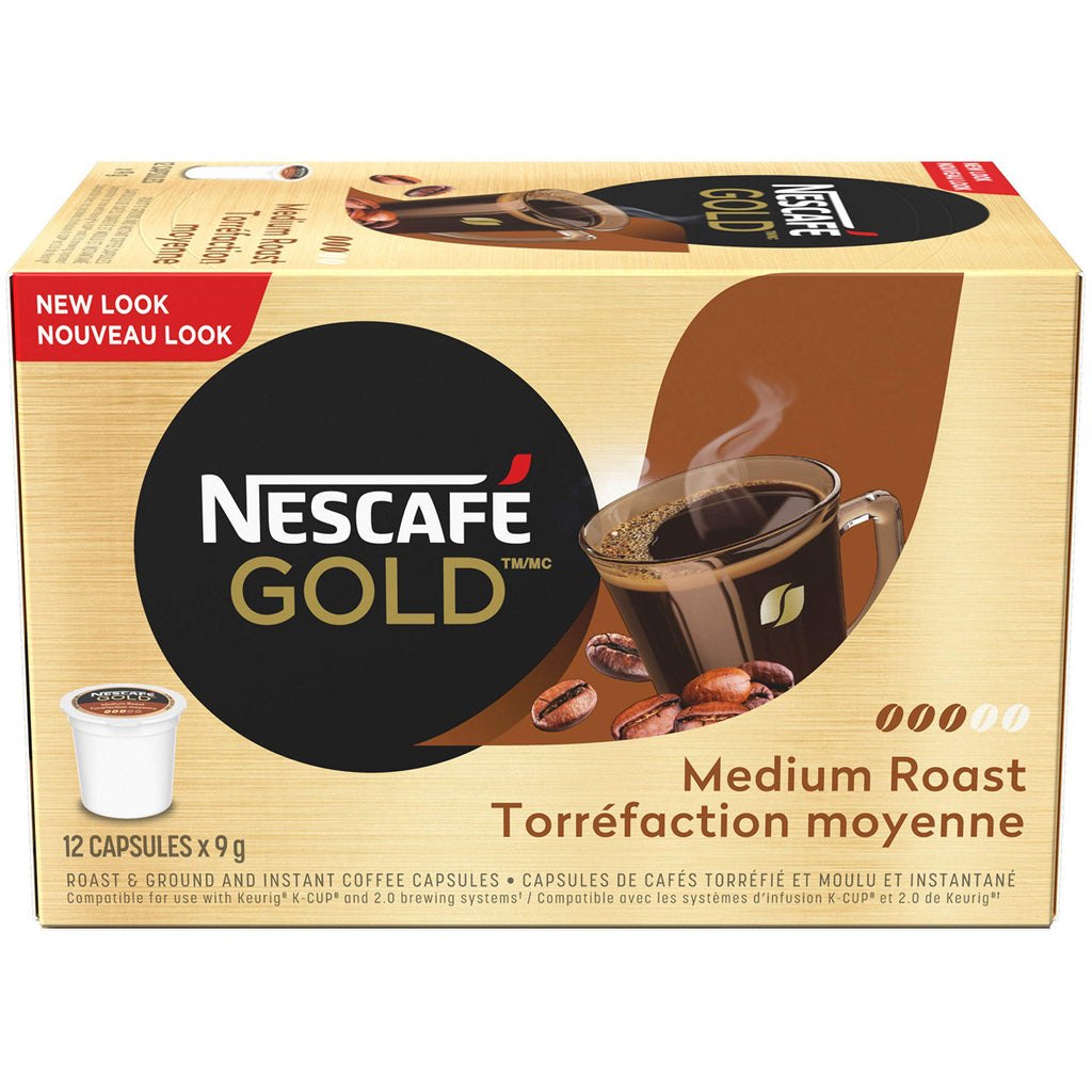 Nescafe Gold Medium Roast Coffee Pods, 12 capsules {Imported from Canada}