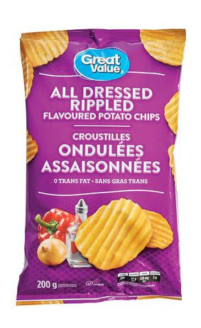 Great Value All Dressed Potato Chips, 200g/7.1 oz Great Value All Dressed Potato Chips, 200g/7.1 oz