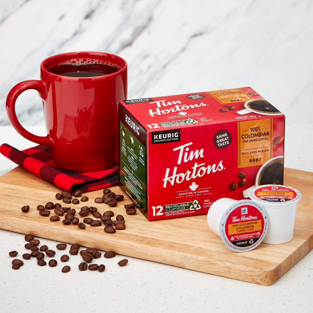 Tim Hortons 100% Dark Roast Medium Colombian Single Serve K-Cups, 72 count, {Imported from Canada}