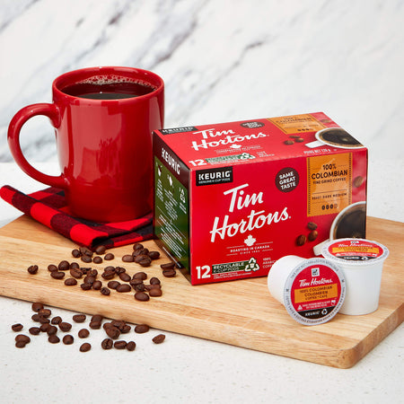 Tim Hortons 100% Dark Roast Medium Colombian Single Serve K-Cups, 72 count, {Imported from Canada}