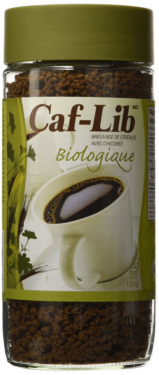 Caf-Lib Organic Coffee Alternative with Barley and Chicory 150g/5.3 oz. {Imported from Canada}