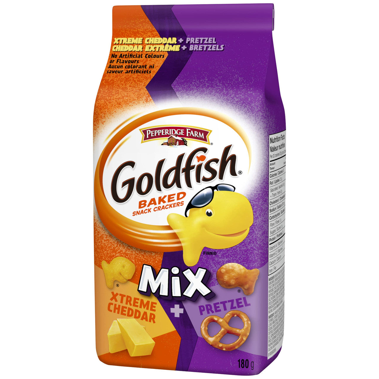 Pepperidge Farm Goldfish Mix Xtreme Cheddar and Pretzel Baked Snack Crackers, 180g/6.3 oz., Bag, {Imported from Canada}