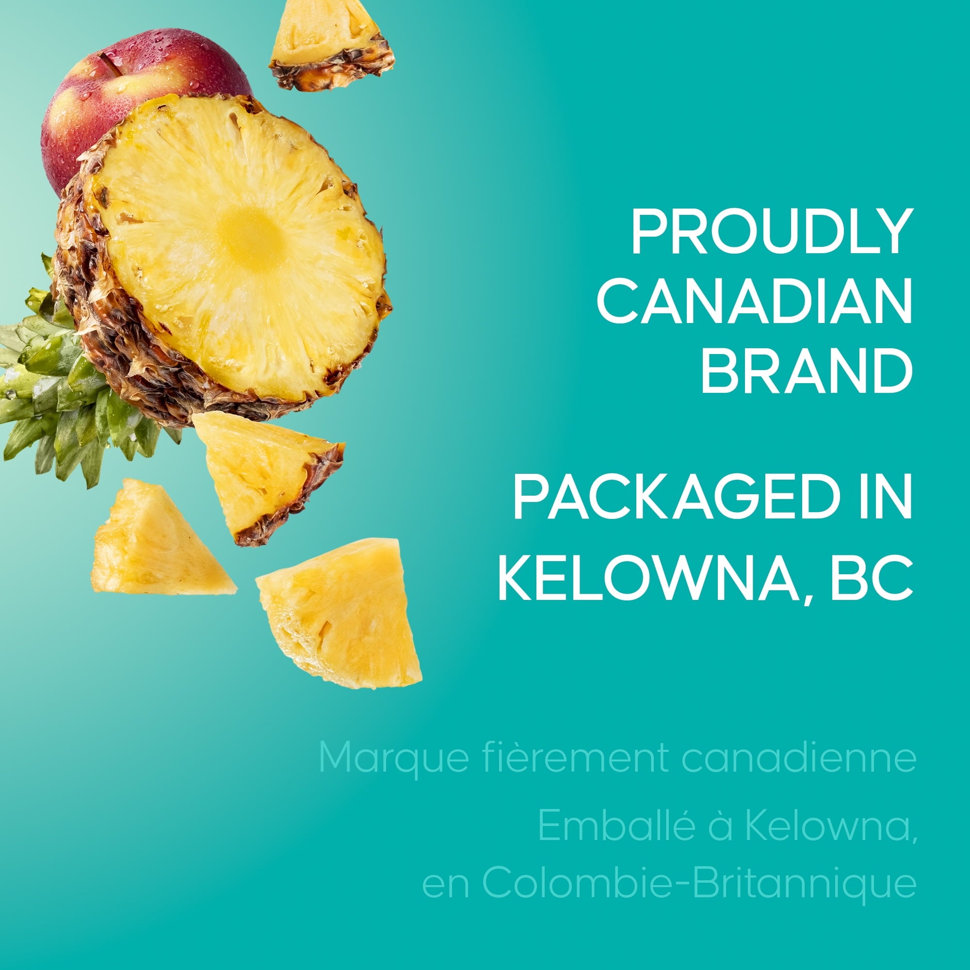 SunRype Fruit Juice, Pineapple Breeze, Proudly Canadian Brand label