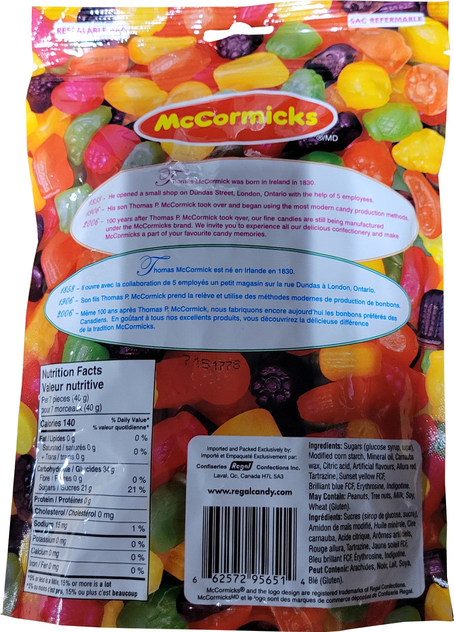 McCormick's Jujubes Peg Bag, 350g/12.3 oz., Gummy Candy, {Imported from Canada}