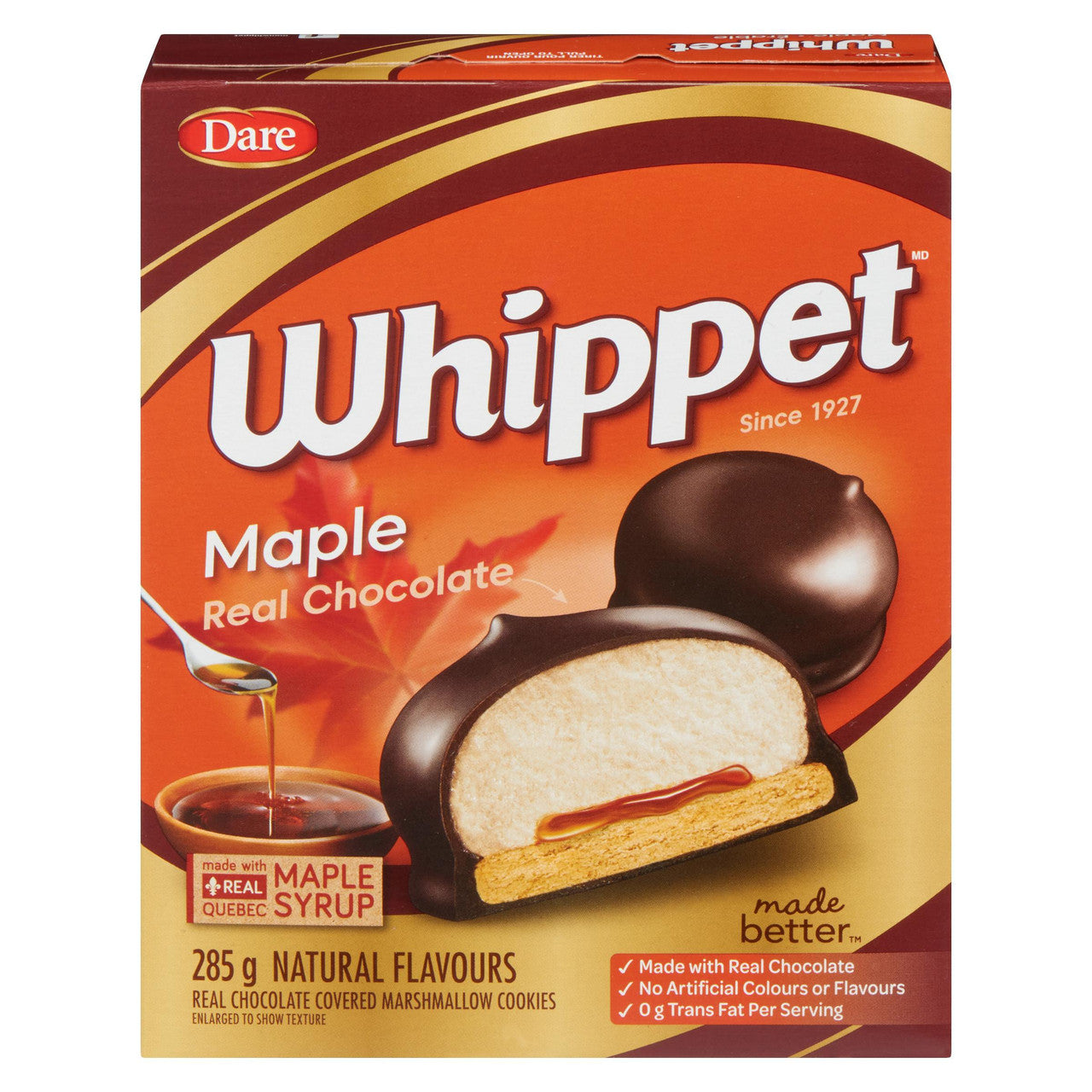Dare Whippet Marshmallow Maple Cookies, 285g/10 oz., 1 Box, {Imported from Canada}