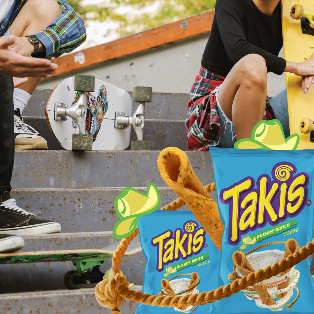 Takis Buckin' Ranch Non-Spicy Rolled Tortilla Chips Enjoyed At A Skate Park