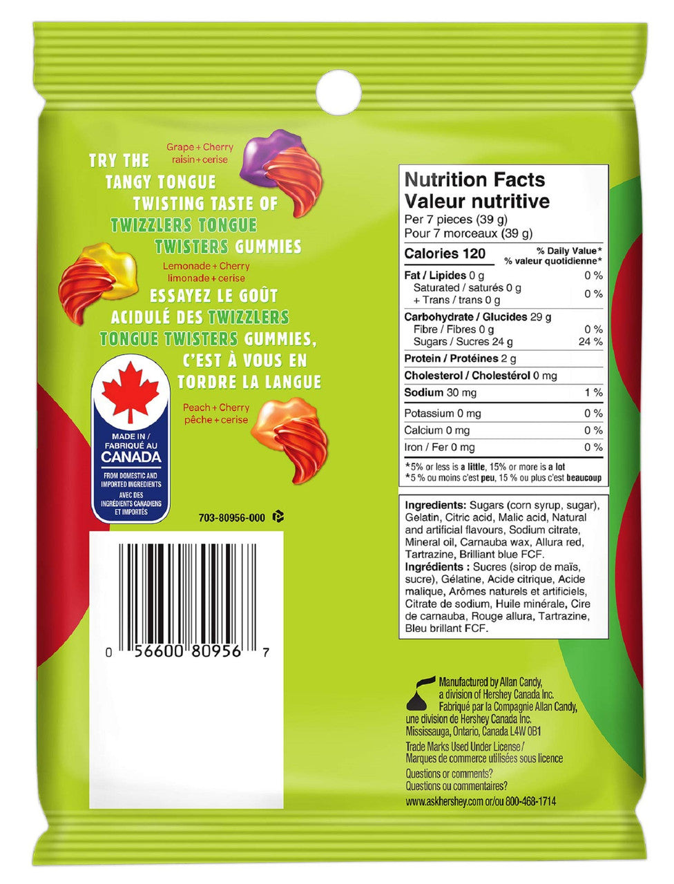 Twizzlers Gummies- Tangy Tongue Twisters Candy, 182g/6.4 oz. (10ct) {Imported from Canada}