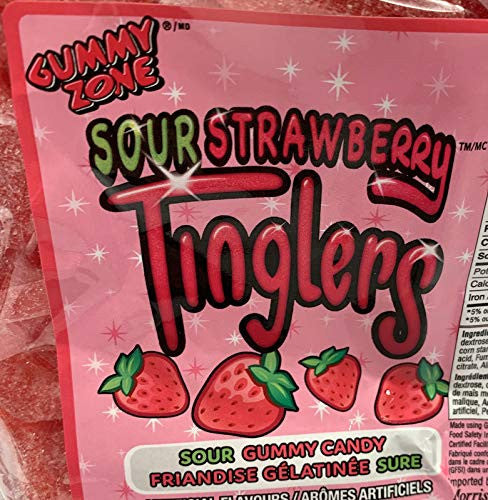 Gummy Zone Sour Strawberry Tinglers 1kg/2.2lb. Bag {Imported from Canada}