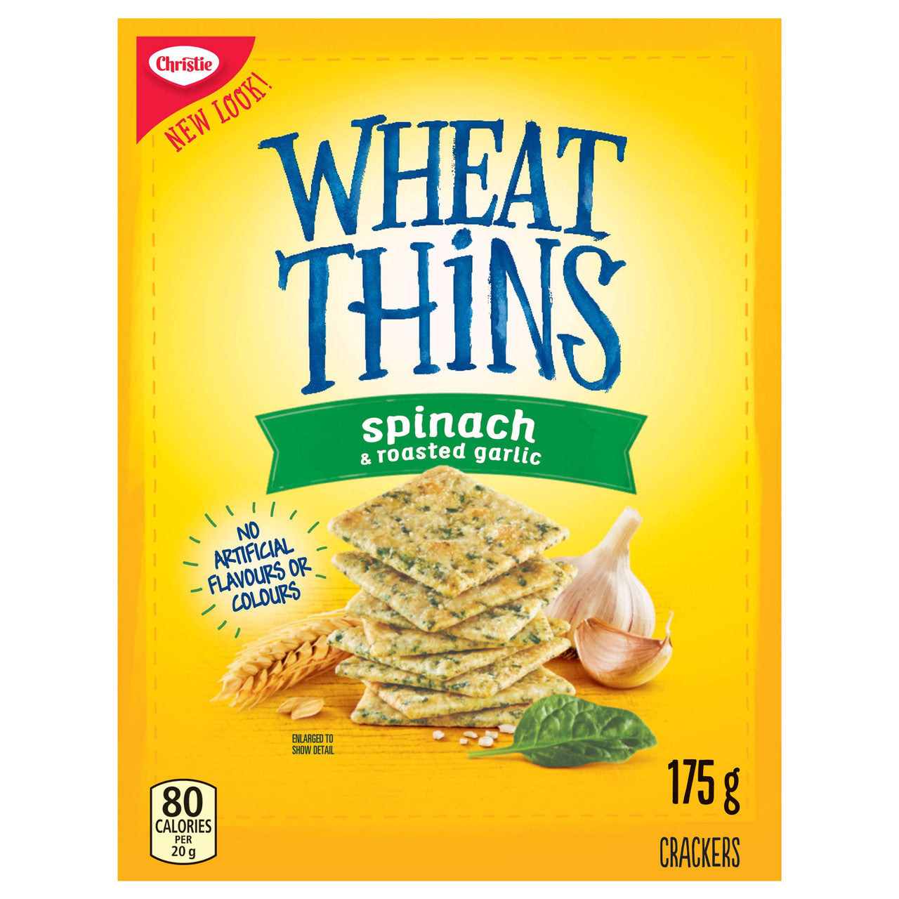 Christie Wheat Thins Spinach & Roasted Garlic Crackers, 175g/6.2 oz., (Imported from Canada}