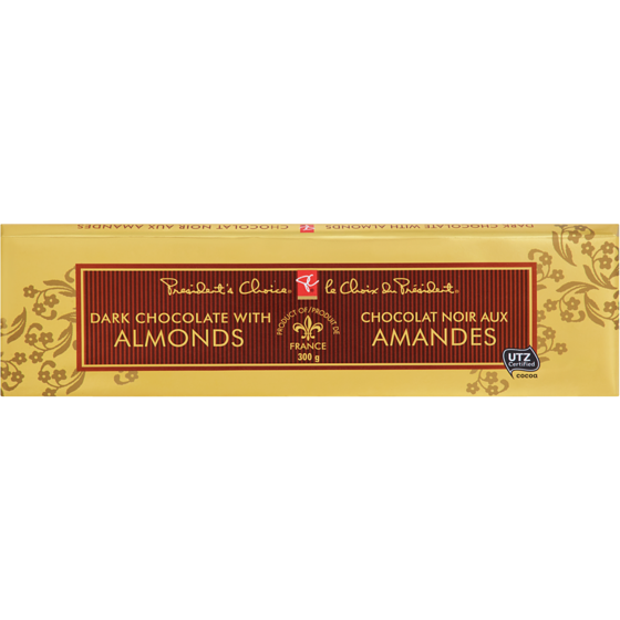 President's Choice Candy Bar, 300g/10.6oz, Dark Chocolate with Almonds