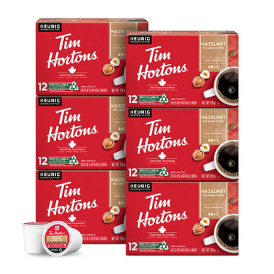 Tim Hortons Hazelnut Coffee K-Cup, 72 T-Discs (6 Boxes of 12 Pods) {Imported from Canada}