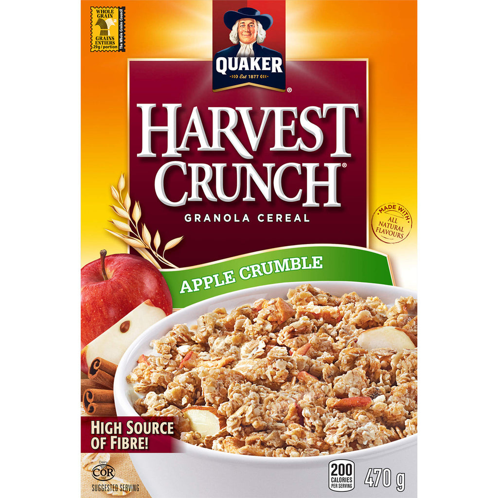 QUAKER HARVEST CRUNCH Apple Crumble Flavour Granola Cereal, 470g/16.6 oz., (Pack of 16) {Imported from Canada}