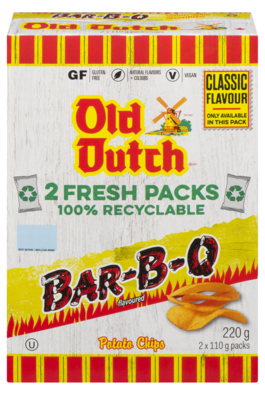 Old Dutch Variety Pack, Ketchup, BBQ, Onion & Garlic Chips, 220g/7.8 oz., Box of each, {Imported from Canada}