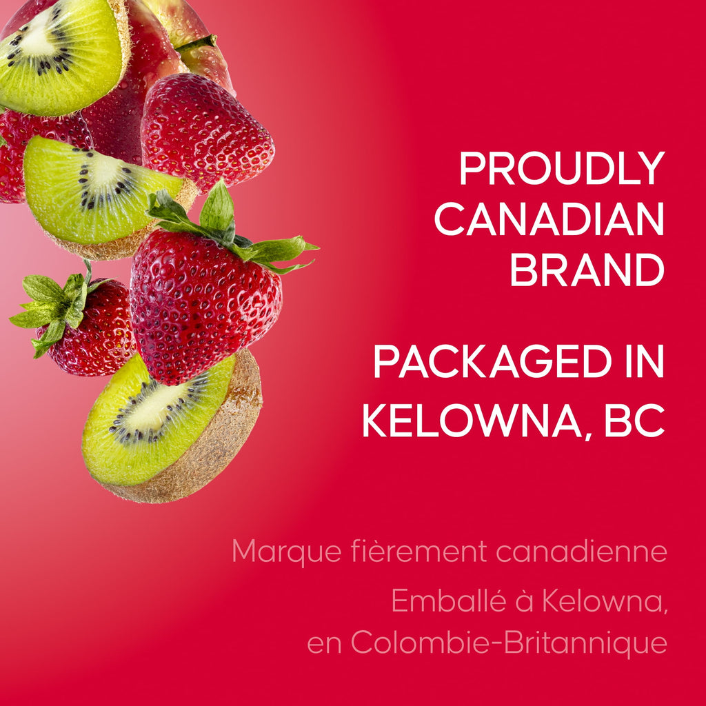 SunRype Fruit Juice, Strawberry Kiwi, Proudly Canadian Brand label